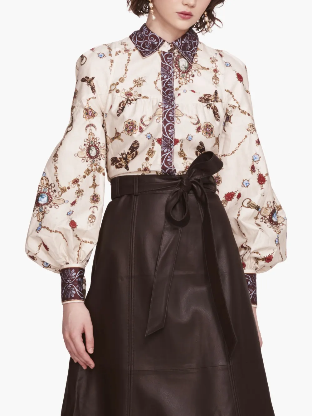 Marchesa Rosa Blousejurk van imitatieleer Beige