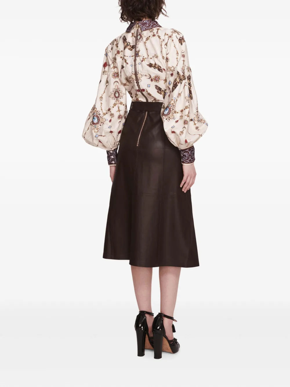 Marchesa Rosa Blousejurk van imitatieleer Beige