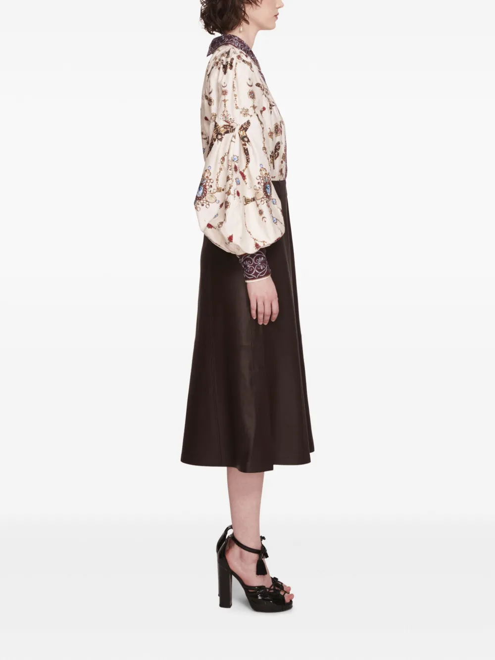 Marchesa Rosa Blousejurk van imitatieleer Beige