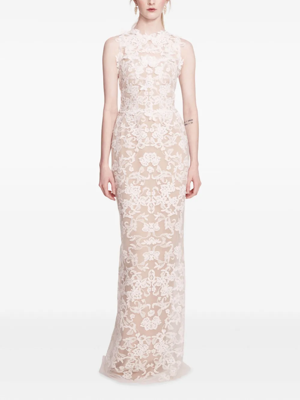 Marchesa Notte Maxi-jurk met kant Wit