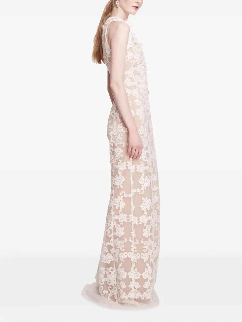 Marchesa Notte Maxi-jurk met kant Wit