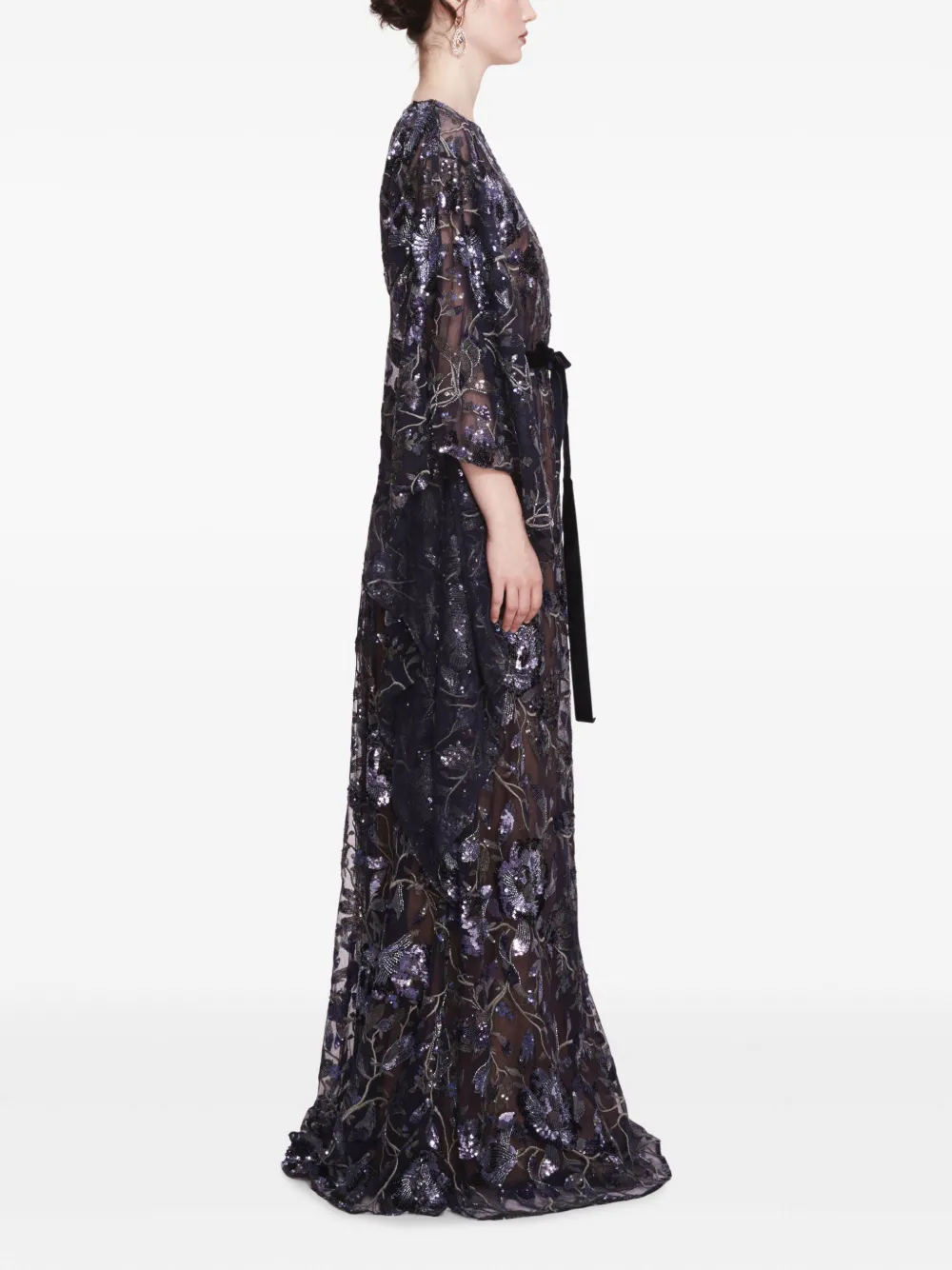 Marchesa Notte Climbing Vines tuniekjurk Blauw