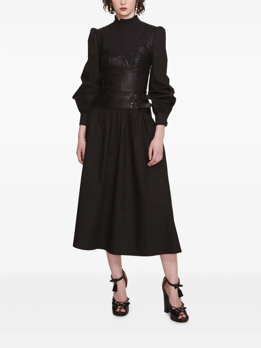 Marchesa Rosa Jurk met korset-stijl Zwart