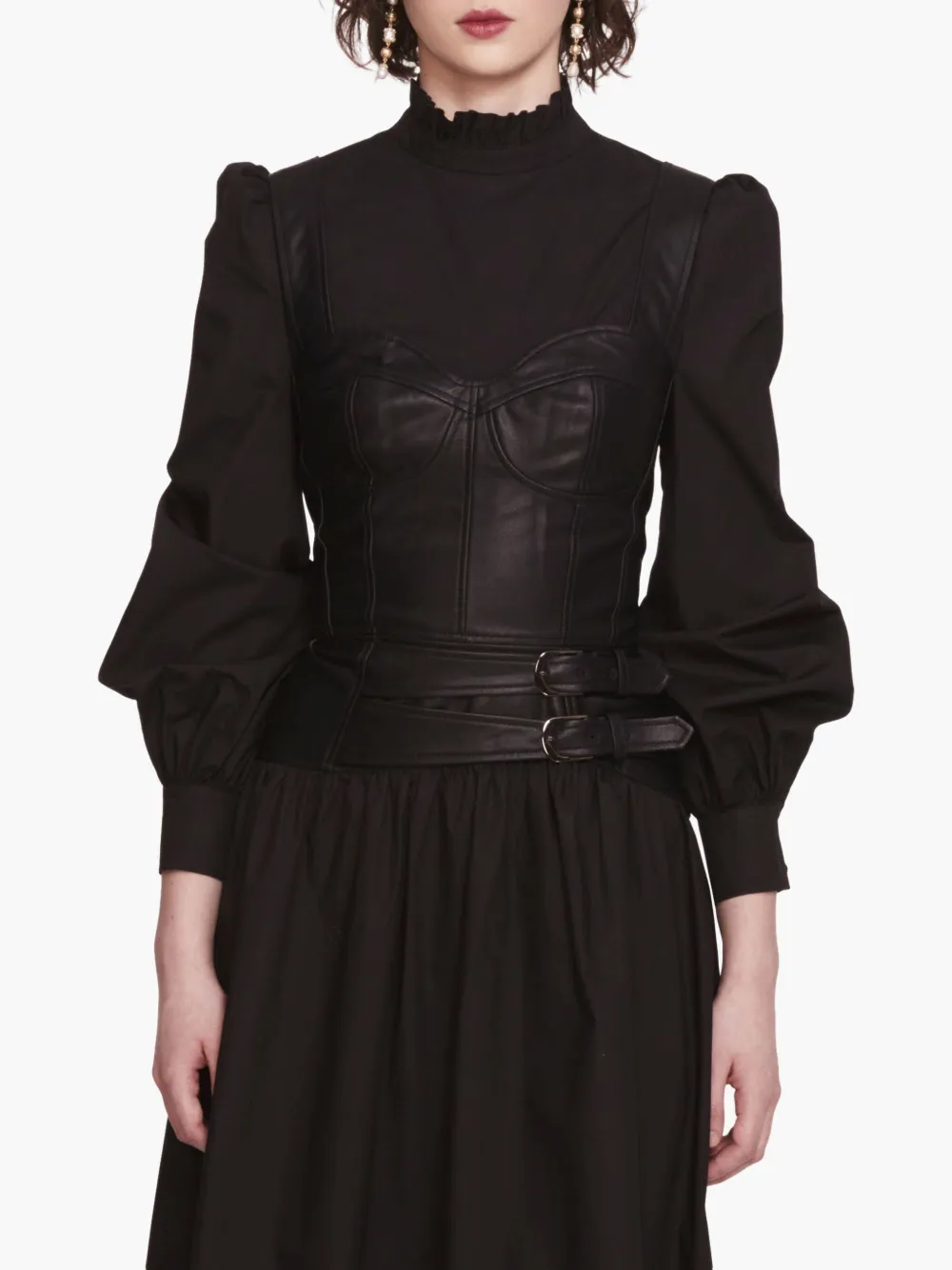 Marchesa Rosa Jurk met korset-stijl Zwart