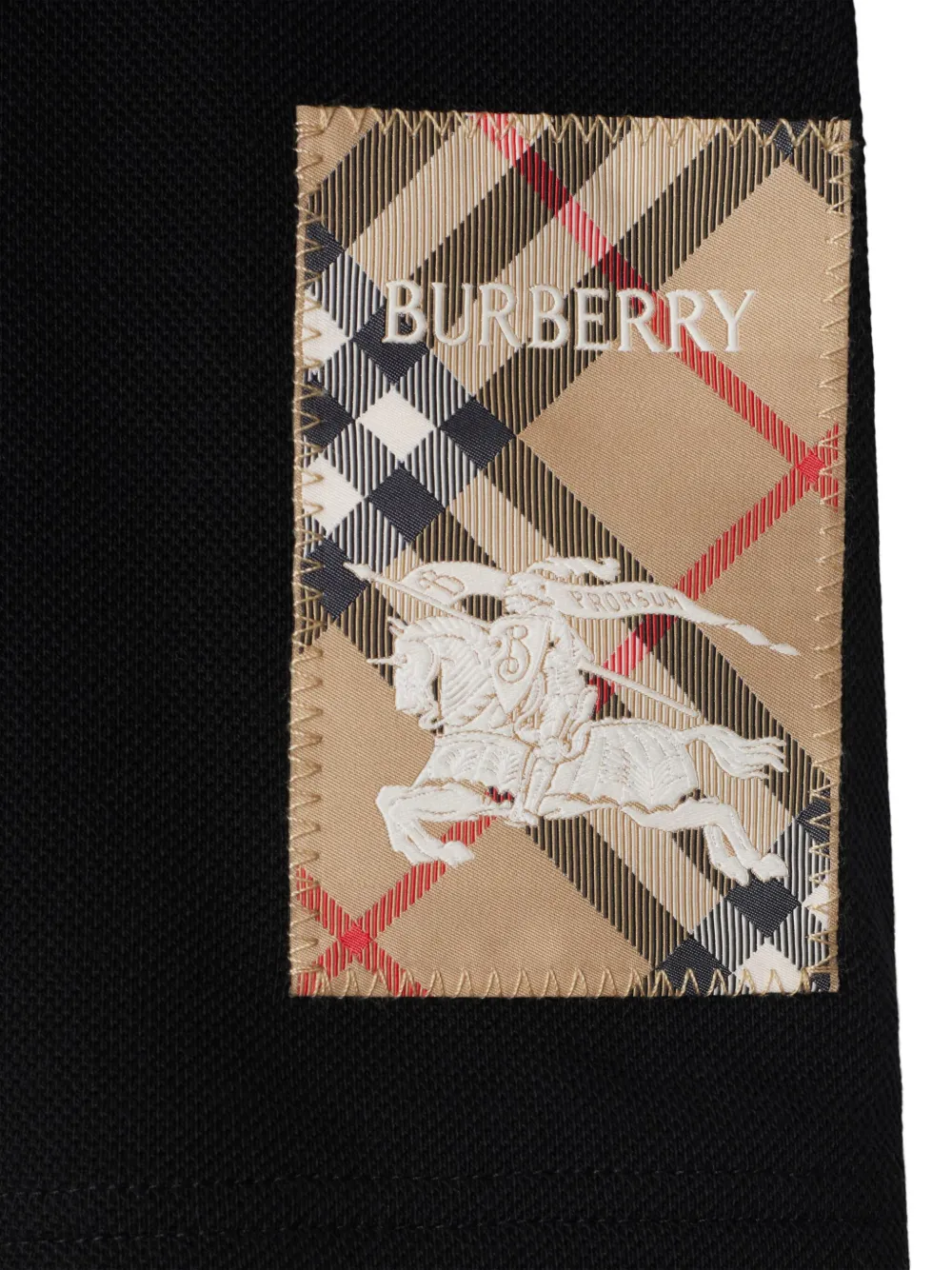 Burberry Kids Katoenen poloshirt met geruit label Zwart