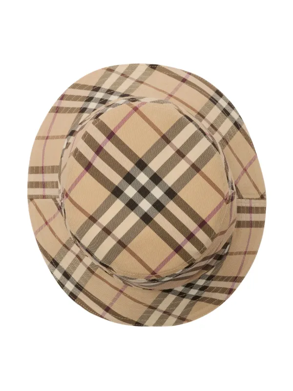【送料&関税込】Burberry Bucket Hat With Check Pattern Burberry Checked Bucket Hat | Neutrals | FARFETCH PL
