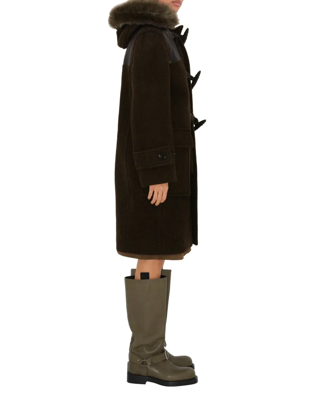 Burberry Tweed Coat With Horn Buttons In Brown