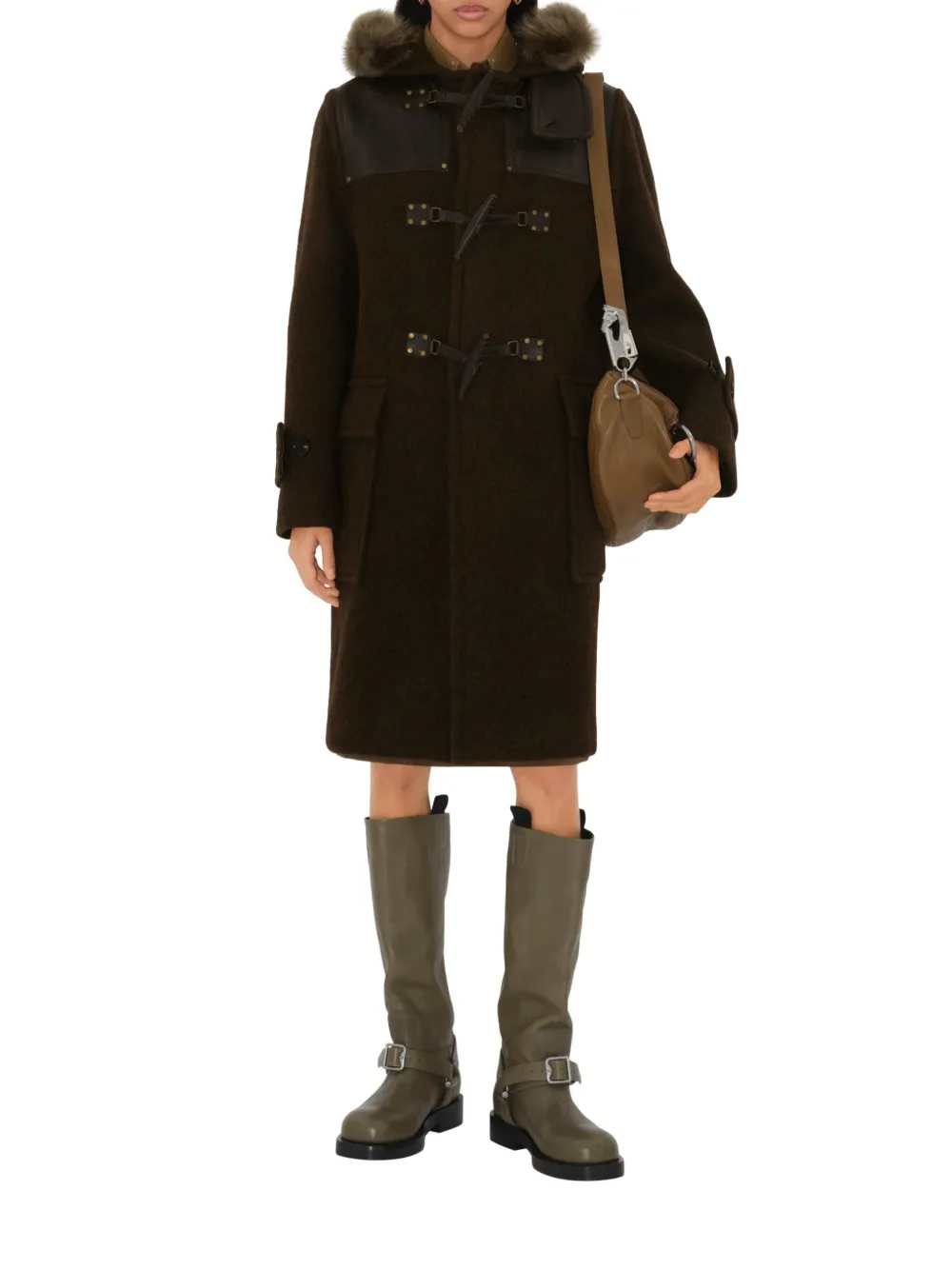 Burberry Tweed Coat With Horn Buttons In Brown