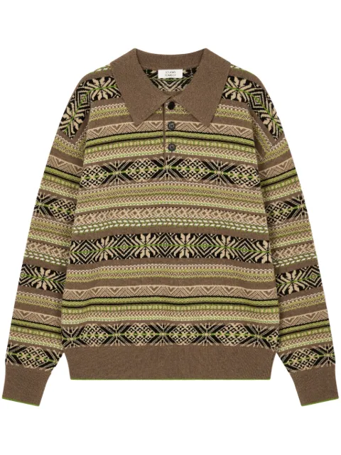 STUDIO TOMBOY intarsia-knit polo top