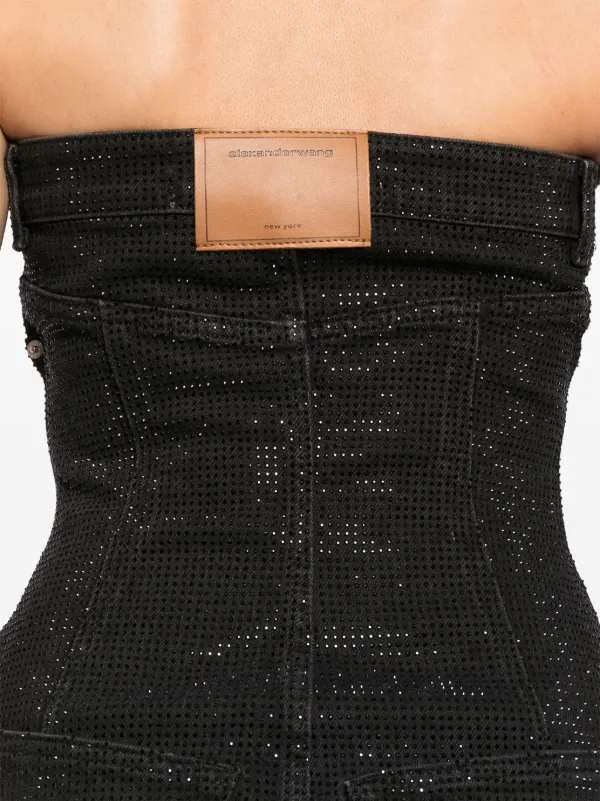 Alexander Wang Crystal Embellishment Denim Dress | Black | FARFETCH IL
