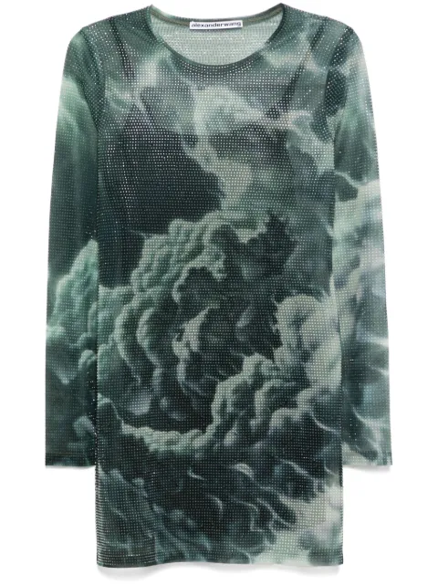 Alexander Wang crystal-hotfix cloud-print mini dress