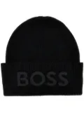 BOSS logo-embroidered beanie hat - Black