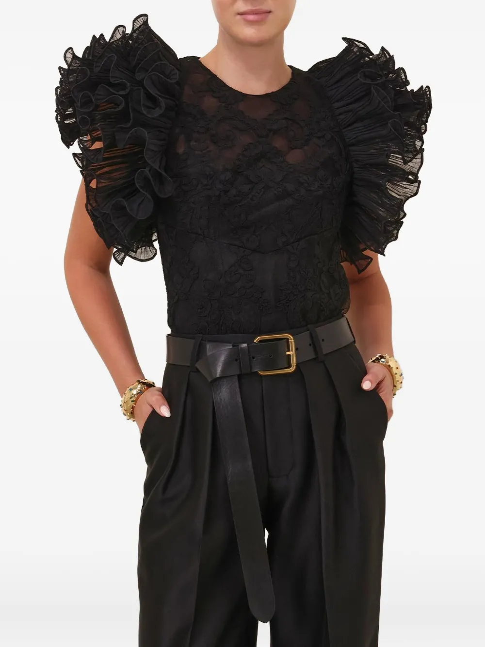 ZIMMERMANN Top met ruches - Zwart