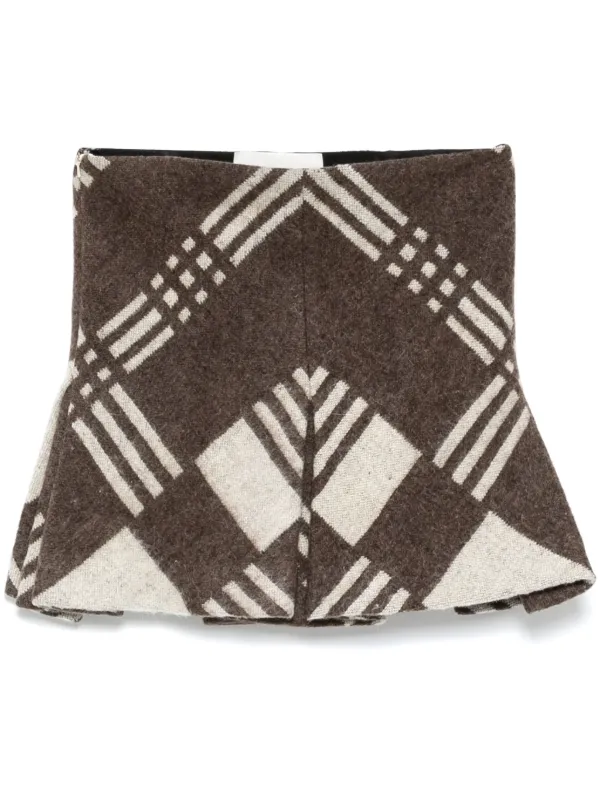 Conner Ives Reconstituted Military Blanket Pleated Skirt in Brown