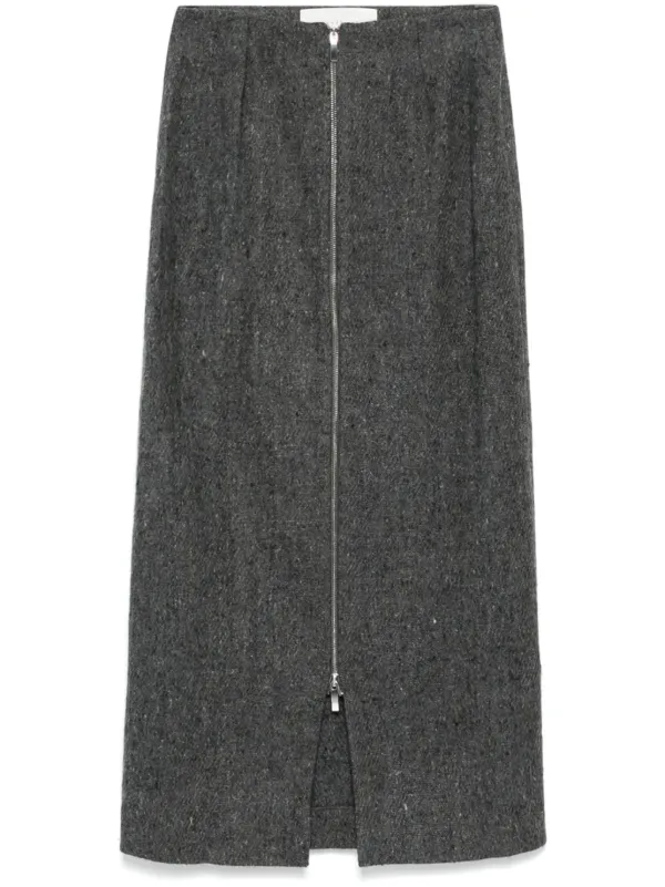 Conner Ives Reconstituted Military Blanket Skirt in Grey