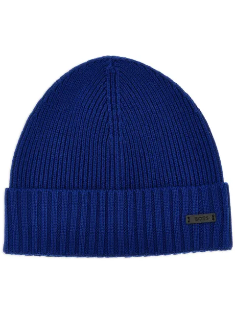 BOSS ribbed beanie hat