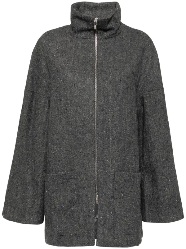 Conner Ives Reconstituted Military Blanket Coat in Grey