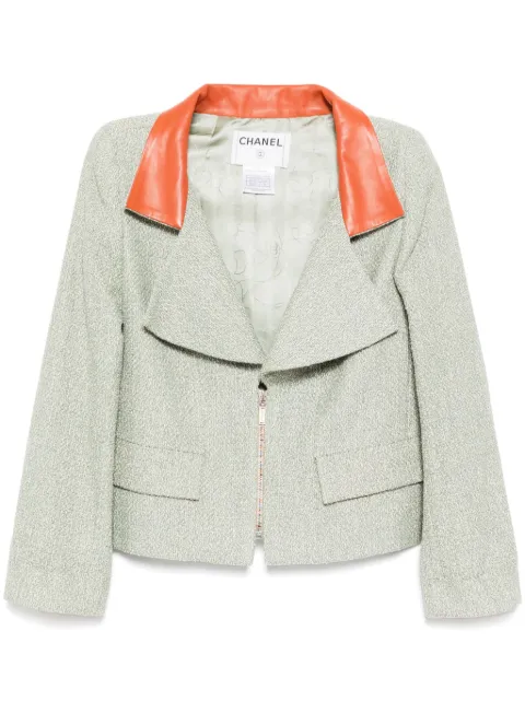 CHANEL Pre-Owned 2001 tweed zip-up jacket