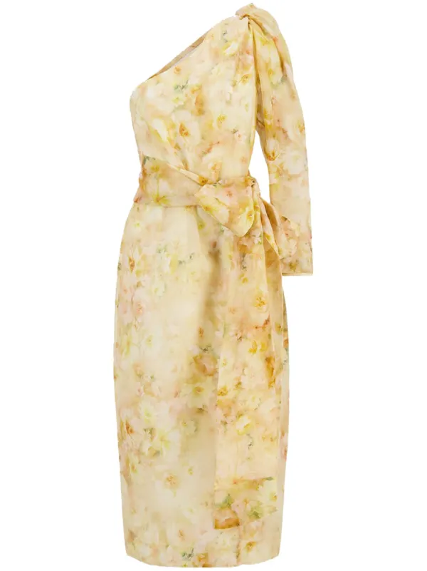 ZIMMERMANN Crush Midi Dress | Yellow | FARFETCH ID