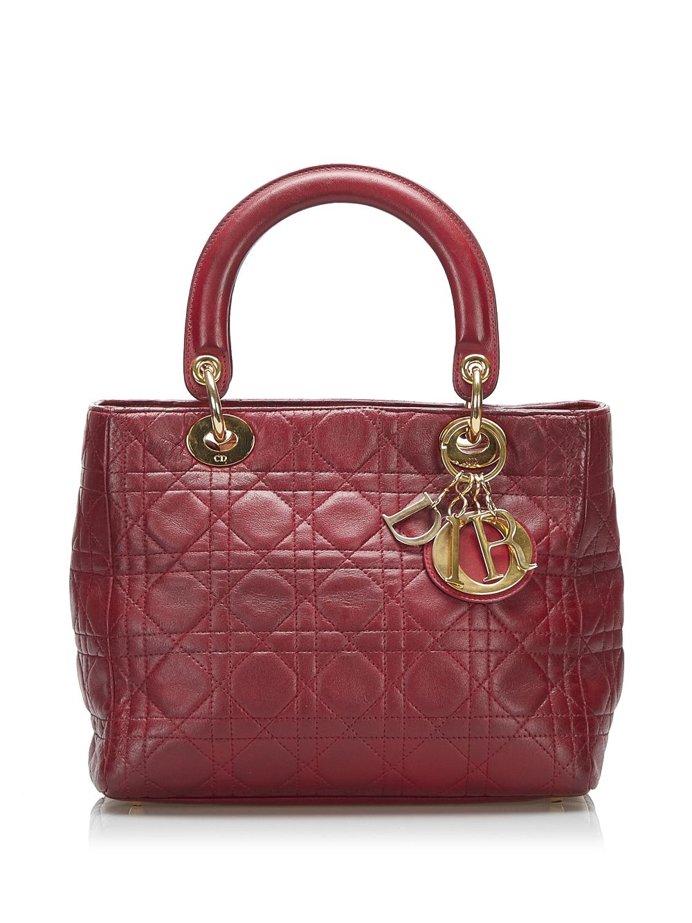 Christian Dior Pre-Owned 1997 Medium Lambskin Cannage Lady Dior satchel - Red