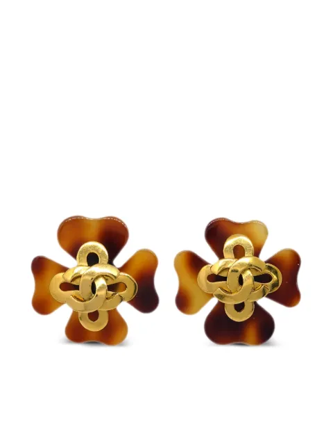 CHANEL Pre-Owned 1995 clover earrings