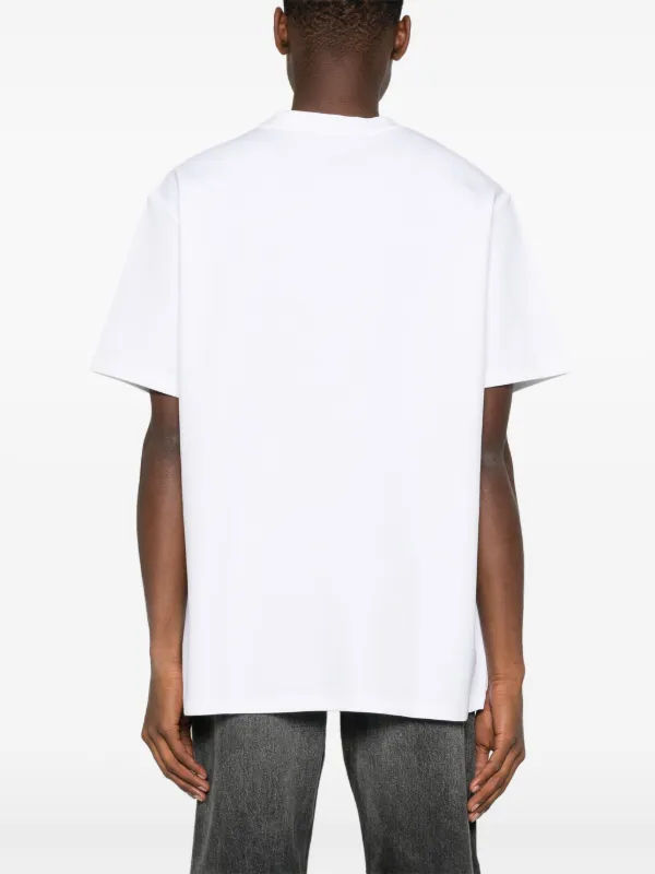 BALMAIN ホワイト ロゴ Tシャツ T-shirt with flocked Balmain Letter logo - Men | BALMAIN