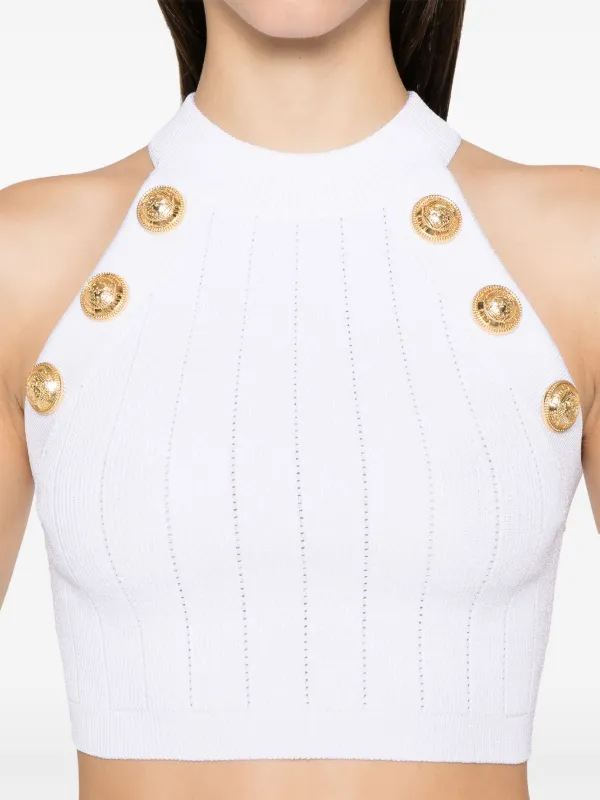 Balmain Coin-buttons Detailed Top White FARFETCH SK