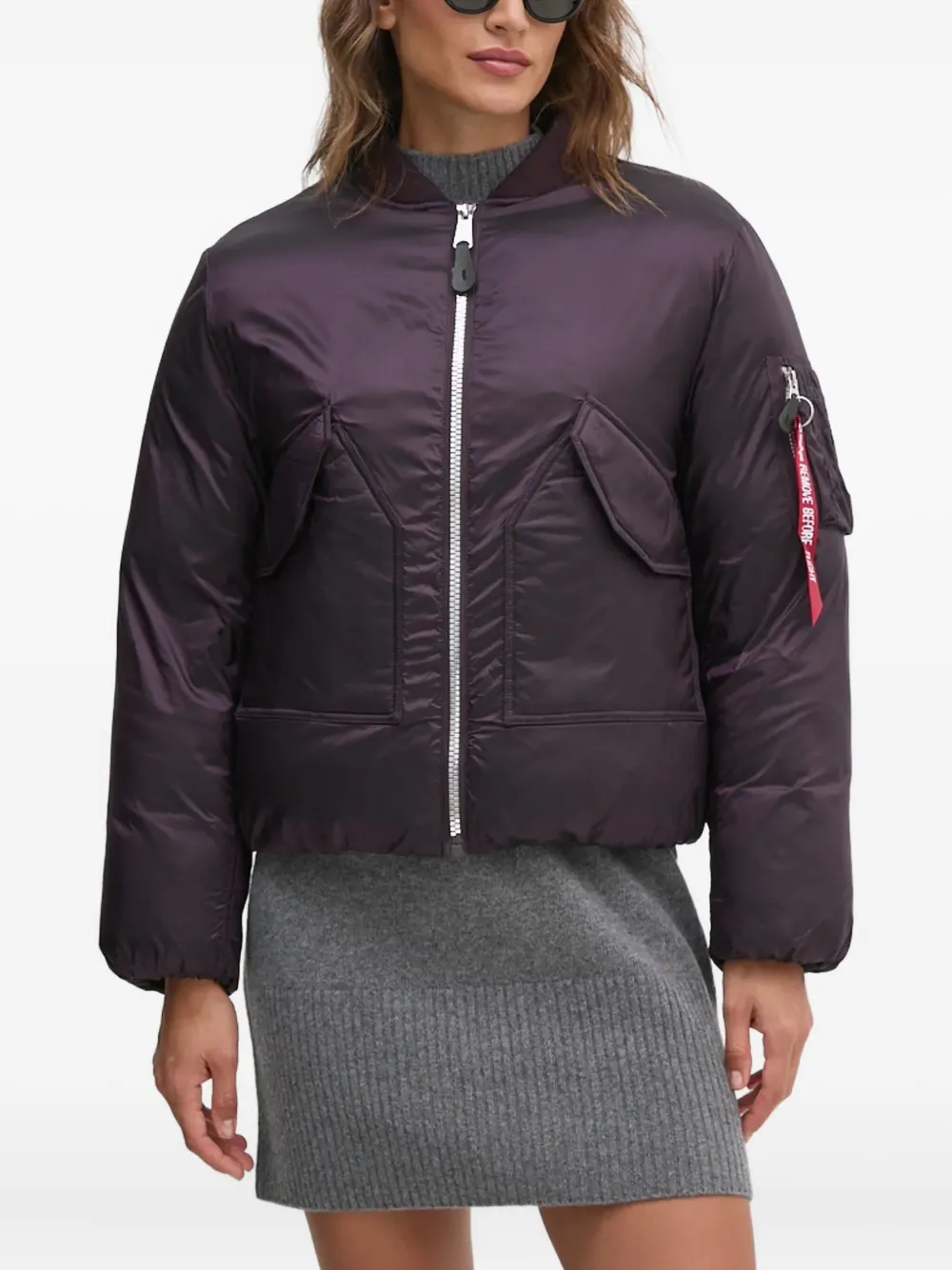 Alpha Industries MA-1 zip pocket bomber jacket | Purple | Image 1