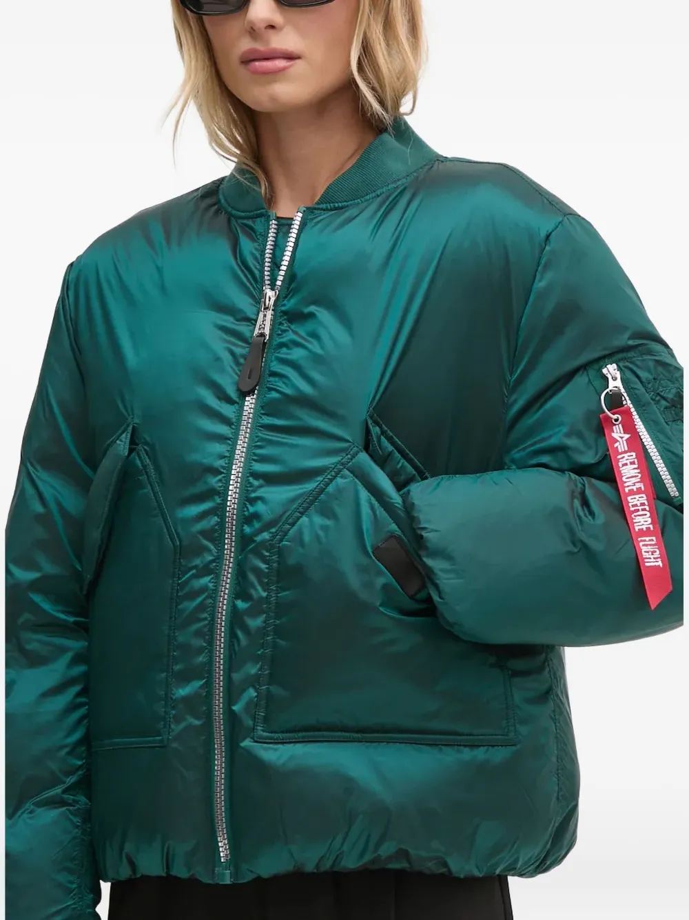 Alpha Industries Ma-1 Zip Padded Jacket In Green