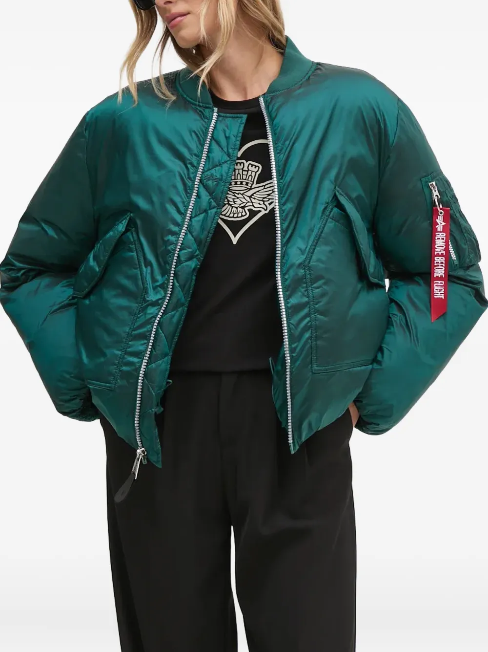Alpha Industries MA-1  zip padded jacket | Green | Image 1