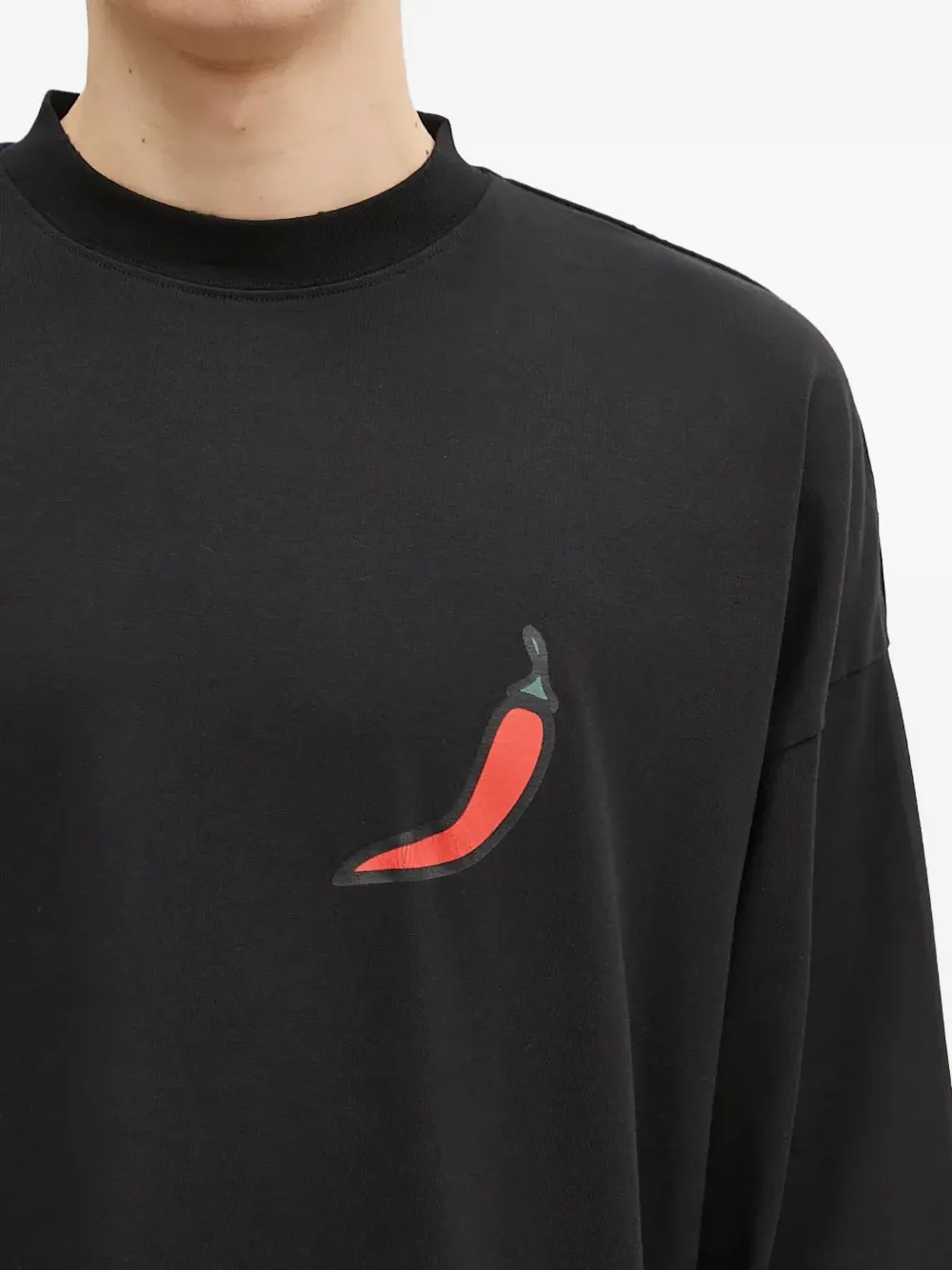 032c chilli-print long-sleeve T-shirt Zwart