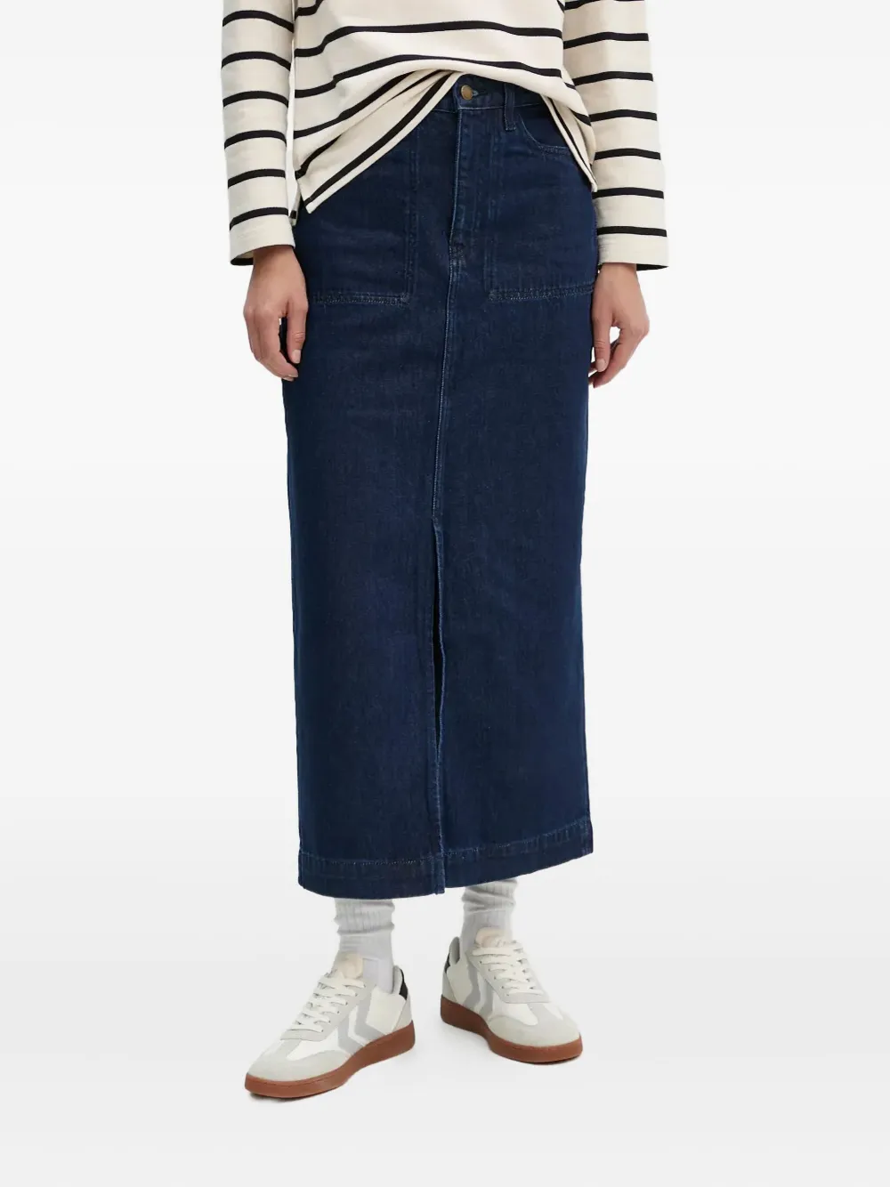 Barbour Front-slit Pocket Midi Skirt In Blue