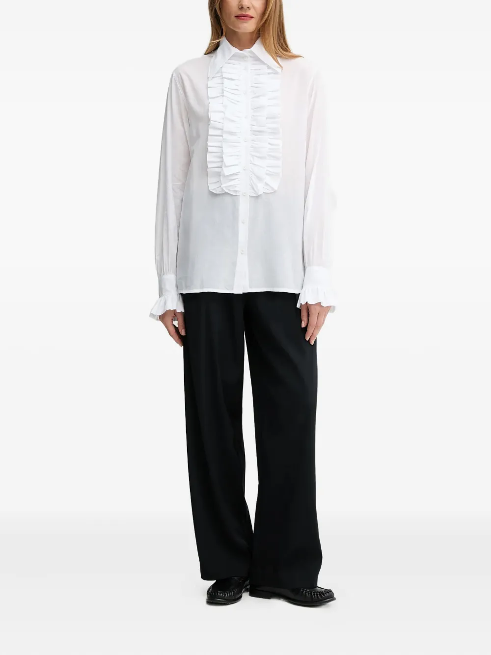 Barbour X Alexa Chung Ruffled Shirt In White