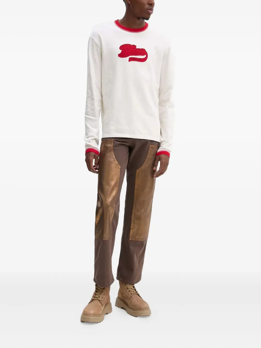 BLUEMARBLE Broek met verfraaid vlak - Bruin