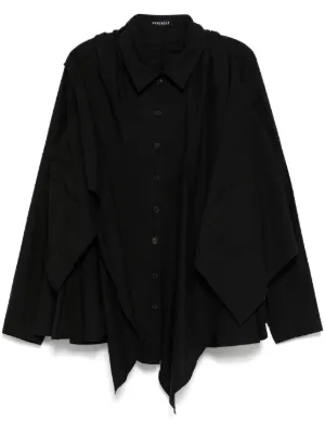 Yohji Yamamoto Cotton Asymmetric Shirt | Black | FARFETCH
