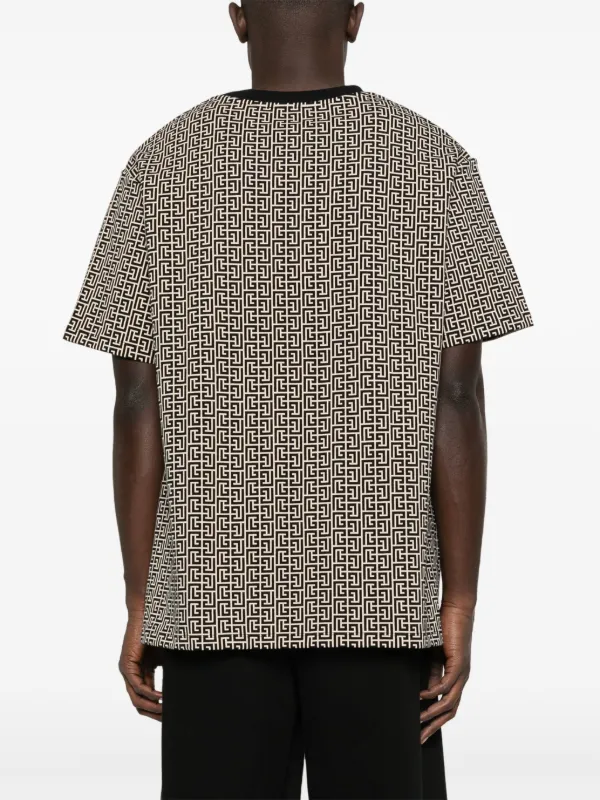 【BALMAIN】PB Labyrinth Jacquard Tシャツ PB Labyrinth jacquard T-shirt - Men | BALMAIN
