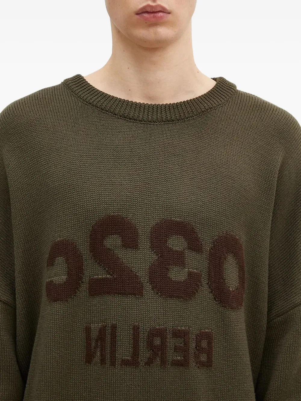 032c logo-embroidered long-sleeves sweater Groen