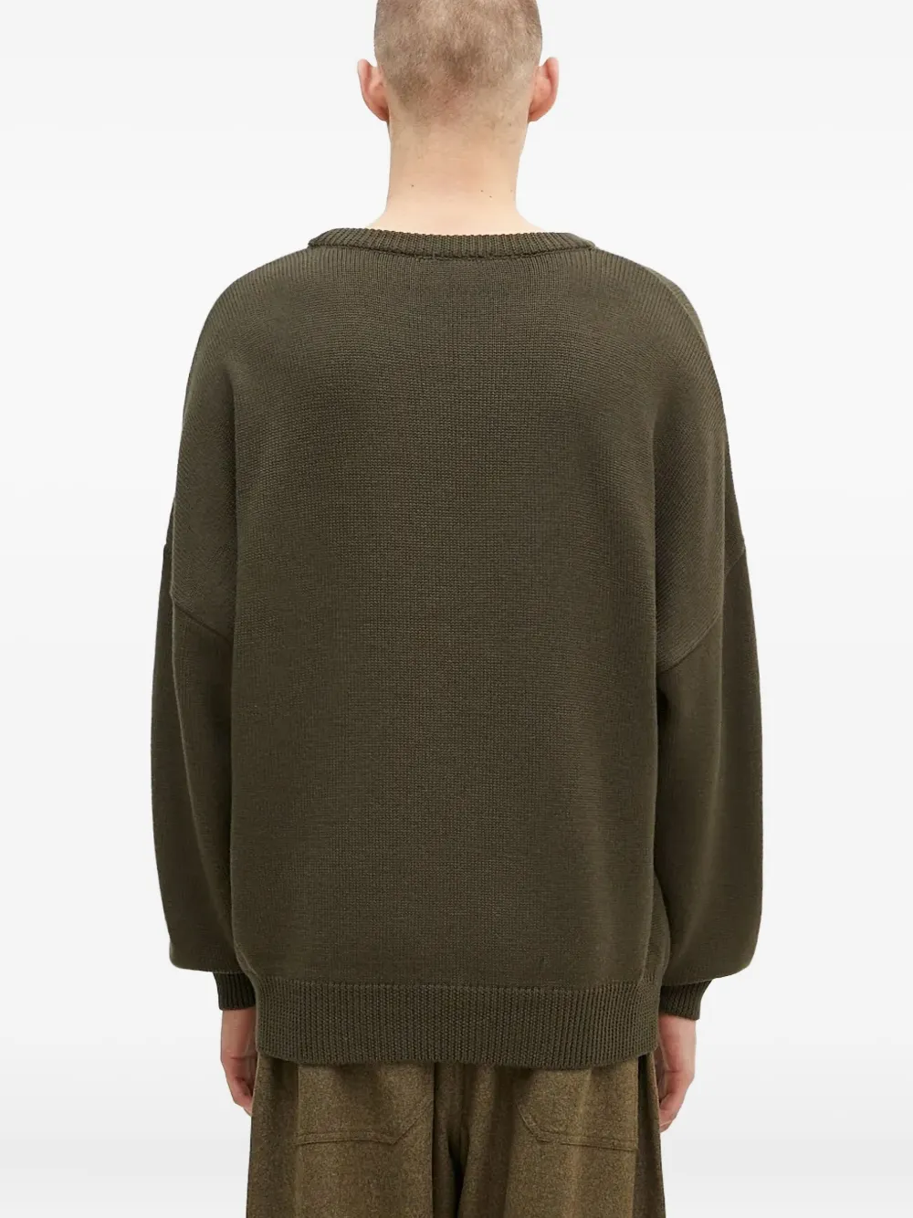 032c logo-embroidered long-sleeves sweater Groen