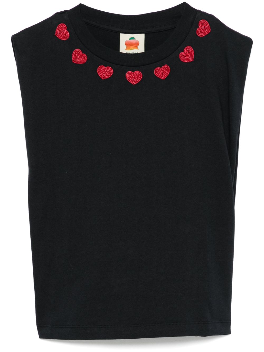 FARM Rio beaded-hearts T-shirt - Black