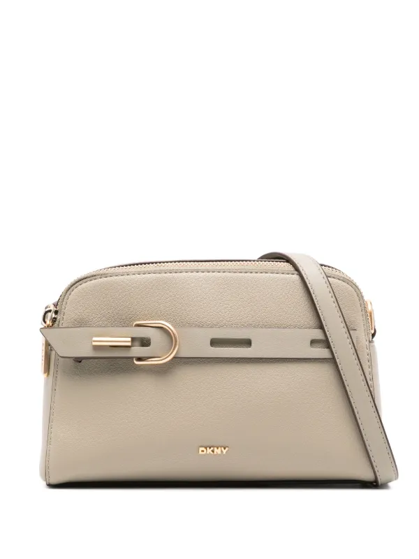 【希少】90s DKNYレザーウエストポーチ アンティークゴールド金具 スクエア 1990s Vintage DKNY Black Leather Shoulder Bag | Flap Closure