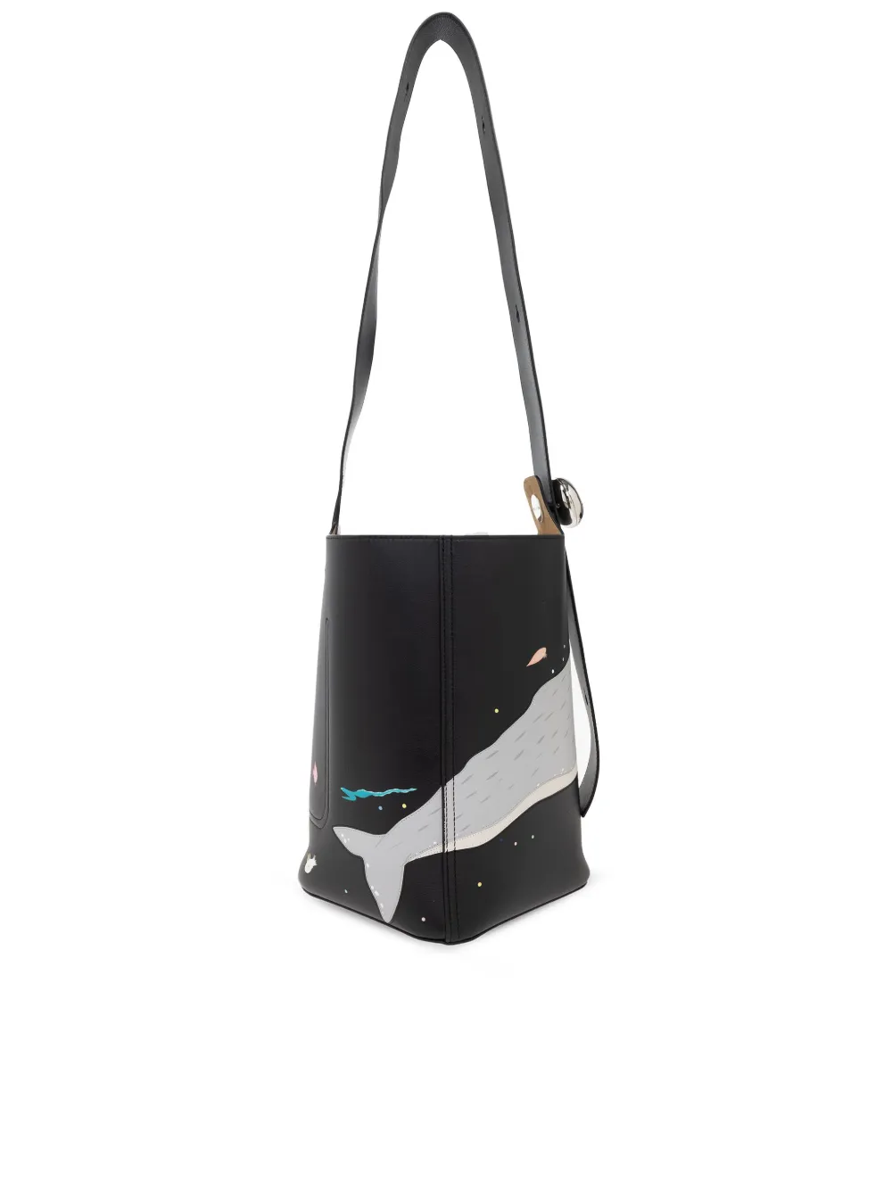 LOEWE Whale Pebble medium bucket-tas Zwart