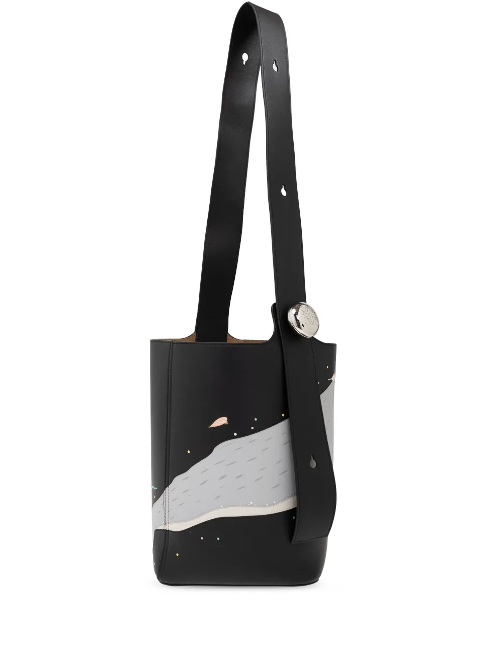 LOEWE Whale Pebble medium bucket-tas Zwart