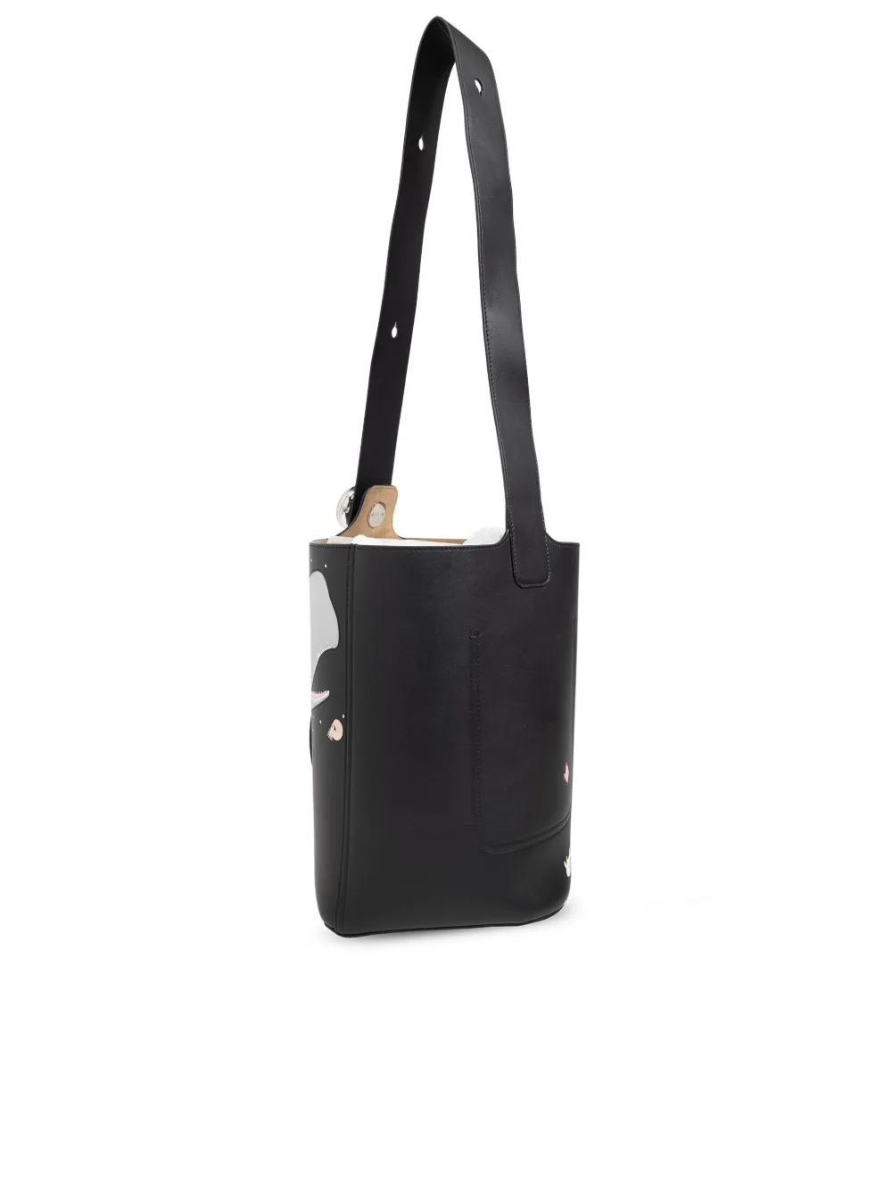 LOEWE Whale Pebble medium bucket-tas Zwart