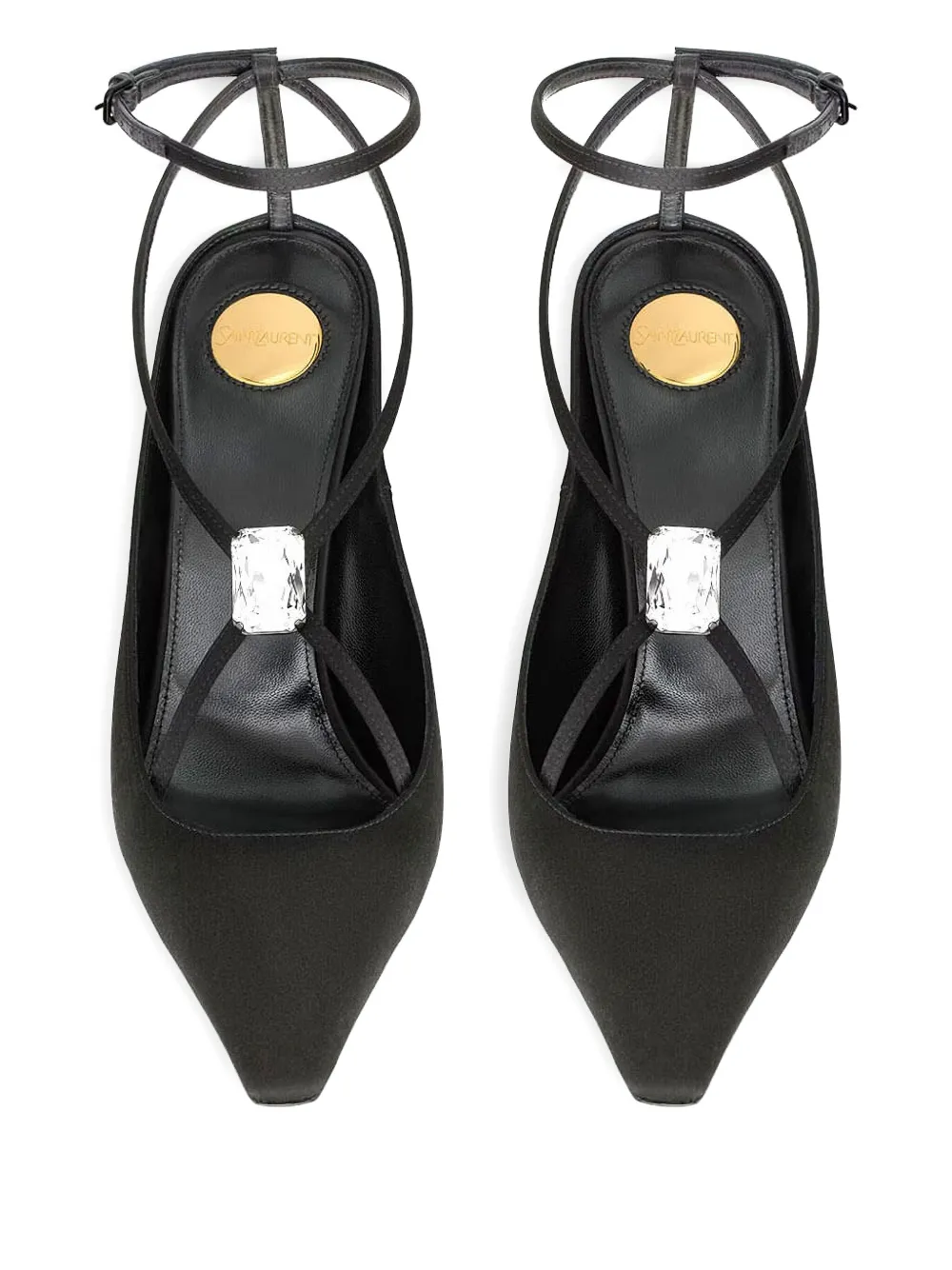 Saint Laurent Harlow crystal-embellished slingback pumps Black
