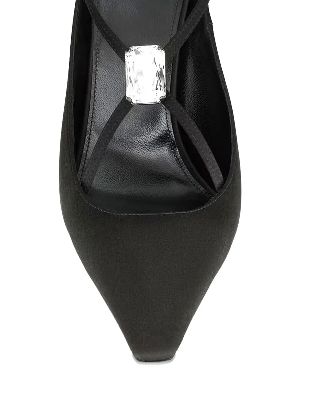 Saint Laurent Harlow crystal-embellished slingback pumps Black