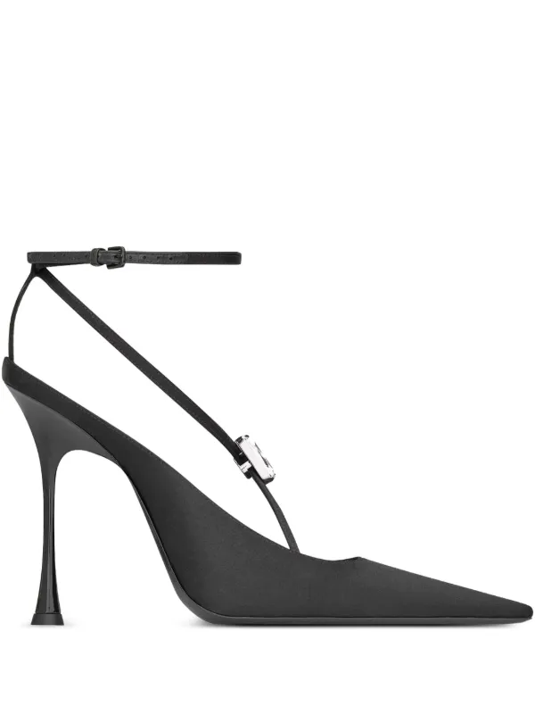 Saint Laurent Harlow Crystal-embellished Slingback Pumps in Black