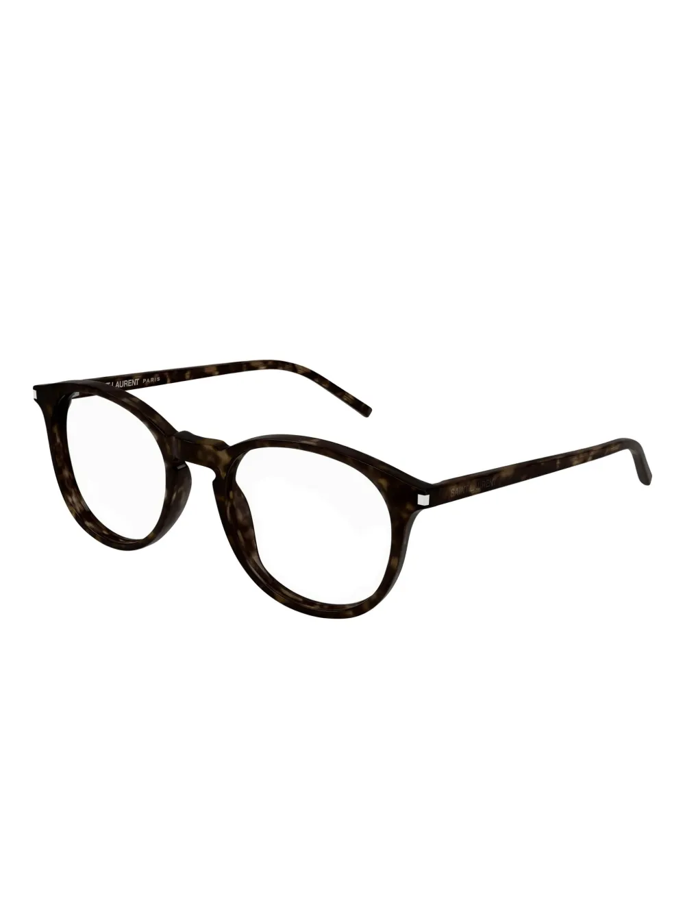 Saint Laurent Eyewear Bril met rond montuur en schildpadschild design Bruin