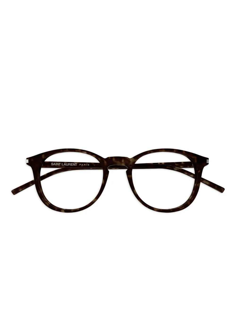 Saint Laurent Eyewear Occhiali tondi con effetto tartarugato - Marrone