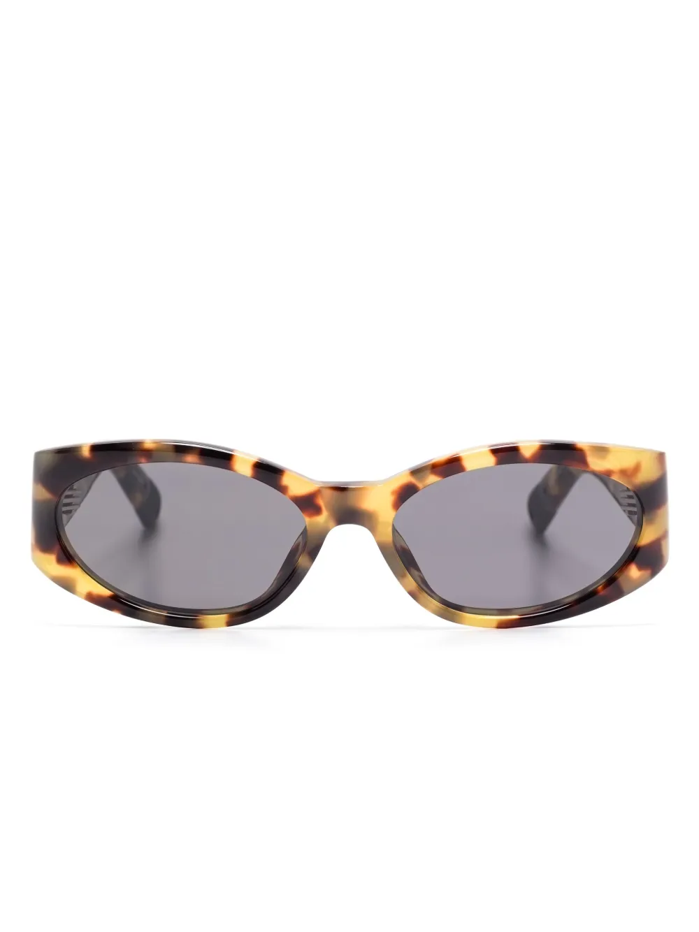 Jacquemus Ovalo - T-shell / Matt Black Sunglasses In Brown