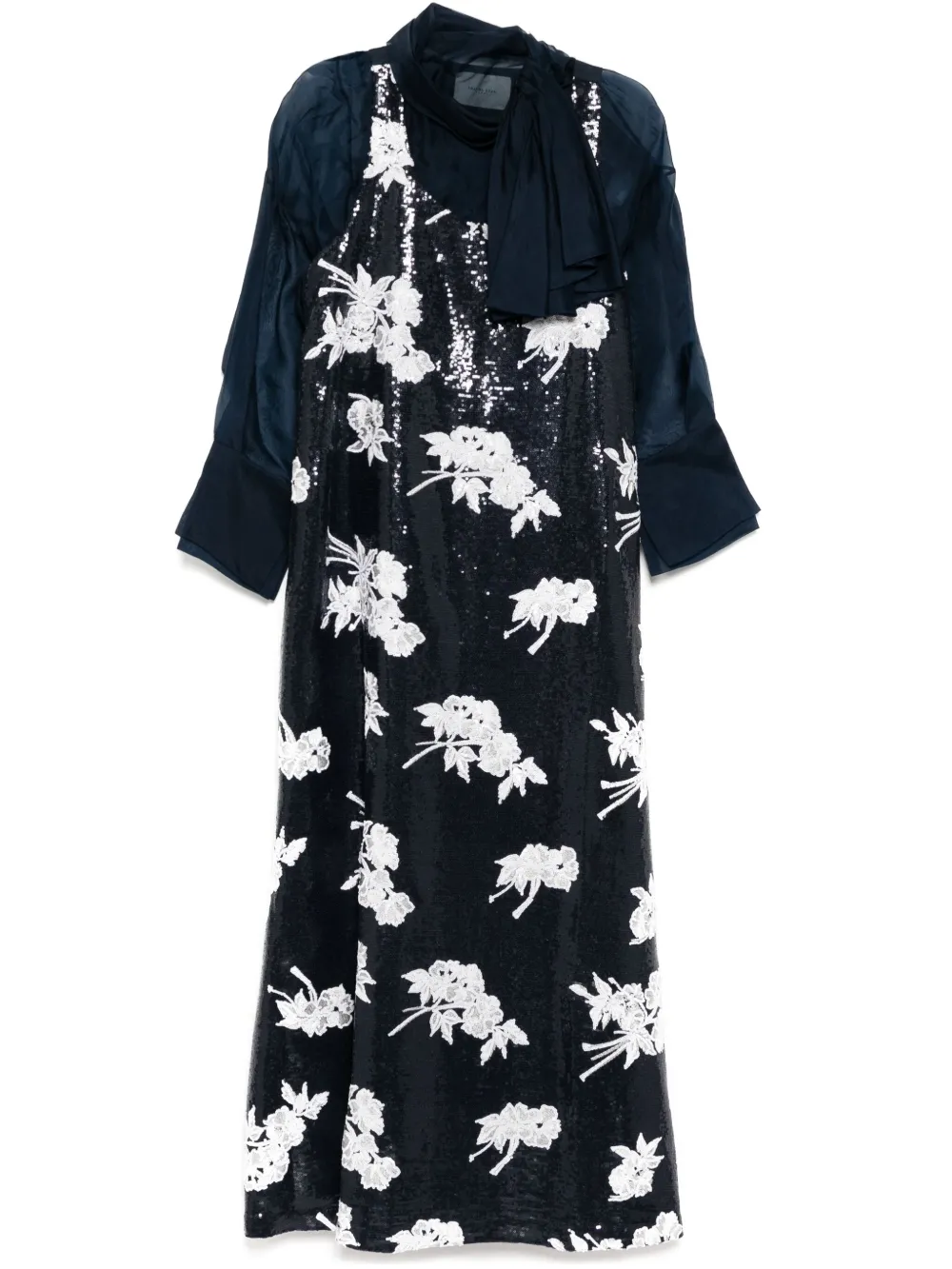 SHATHA ESSA Abito con decorazione all-over - Nero